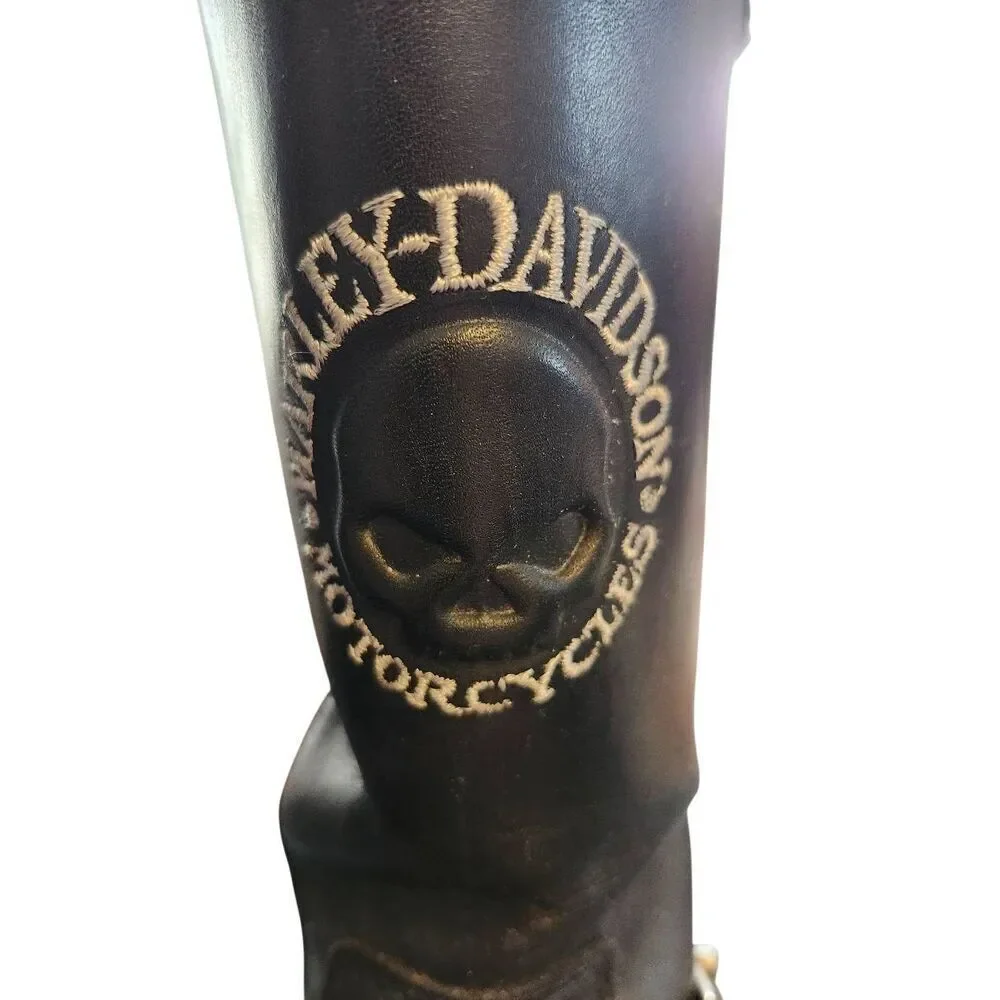 HARLEY DAVIDSON Men's Riding Leather Side Zip Boots Size 8.5 No. 98302
